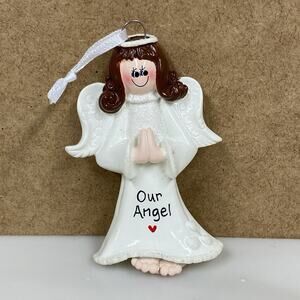 Brunette Angel Ornament Our Angel Christmas Guardian Angel Memorial Newborn Baby